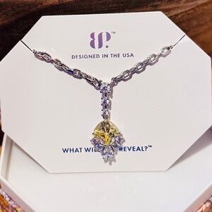 Bomb Party November Necklace • Lab-Created Citrine Pendant | Rhodium Plated